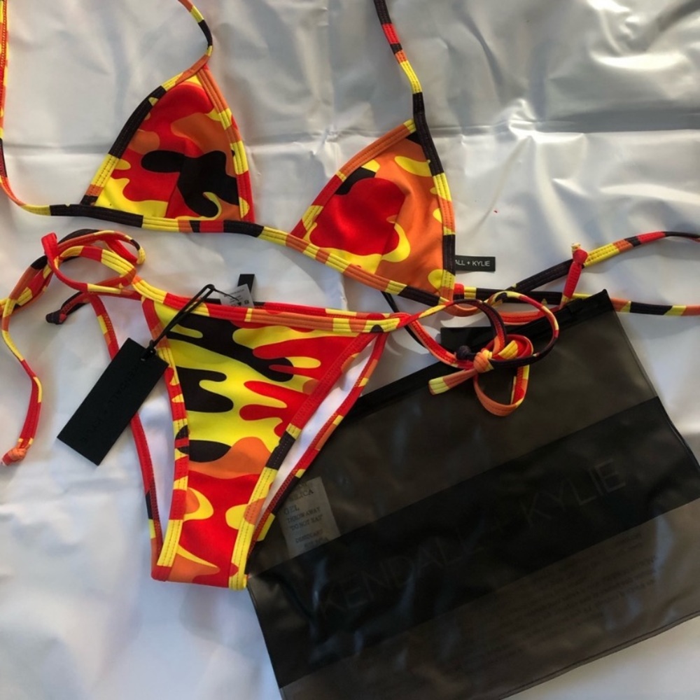 Kendall & Kylie Red and Yellow Camo Bikini